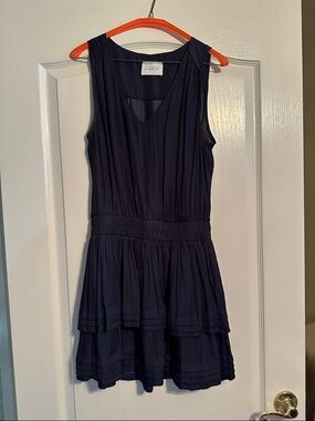 Navy Sleeveless Tiered Mini Dress